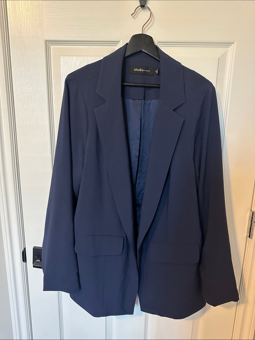 Studio by Torrid Dark Blue Relaxed Notch-Lapel Blazer